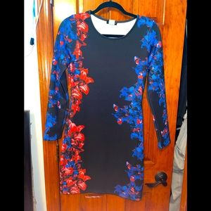 Long sleeve floral midi dress